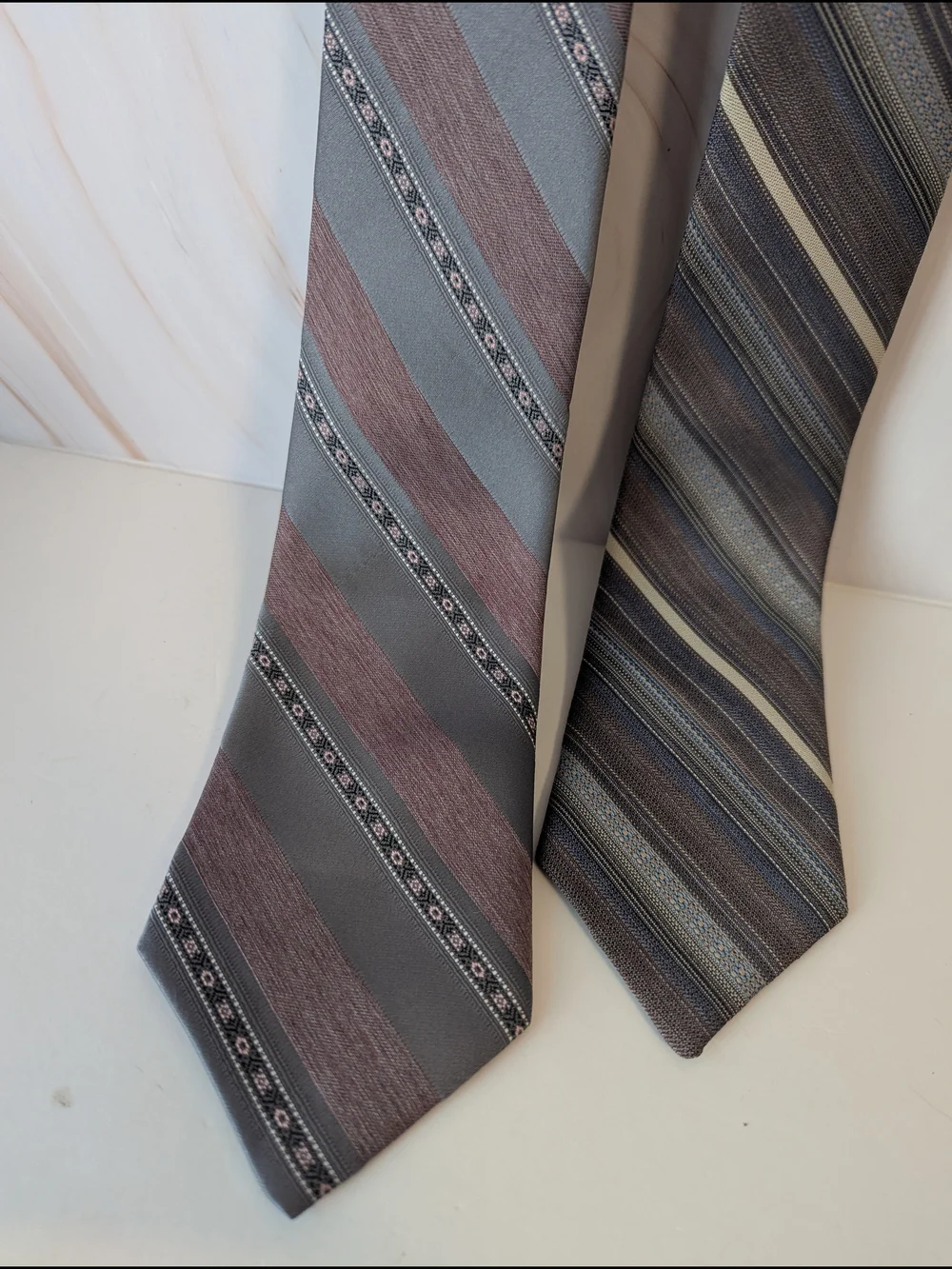 Kids Clip-On Striped Tie Set - Gray and Purple
